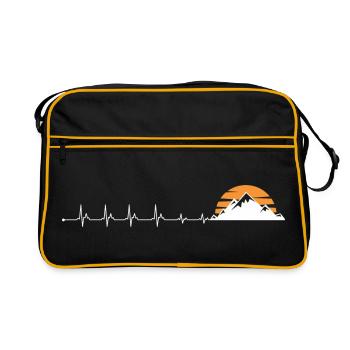 Heartbeat mountain sunset - Retro Bag - black/gold - Front