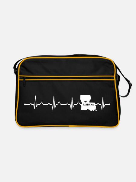 Luisiana Heart State Pride Design minimaliste - Sac Retro - noir/or - Devant