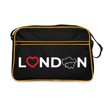 Love London Heart England UK British Gift - Retro Bag - black/gold - Front