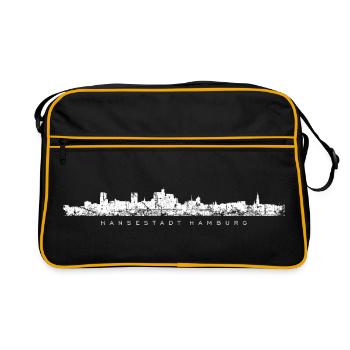 Hamburg Skyline (Vintage/Weiß) - Retro Tasche - Schwarz/Gold - Vorne