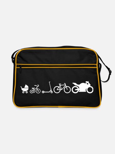 Motorad Evolution Entwicklung lustig - Retro Tasche - Schwarz/Gold - Vorne