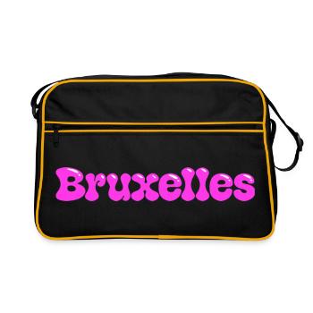 Brüssel in leuchtend pinken Blasen - Retro Tasche - Schwarz/Gold - Vorne