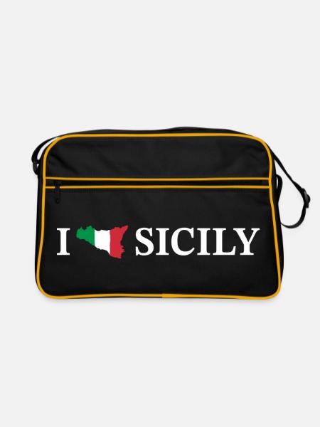 I love Sicily Italien - Retro Tasche - Schwarz/Gold