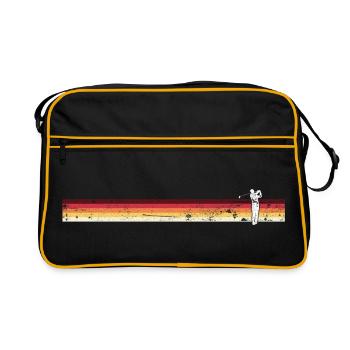 Golf Sunset Silhouette Tee - Retro Bag - black/gold - Front