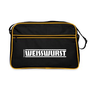 „Genussmittel“ Serie | Weisswurst - Retro Tasche - Schwarz/Gold - Vorne