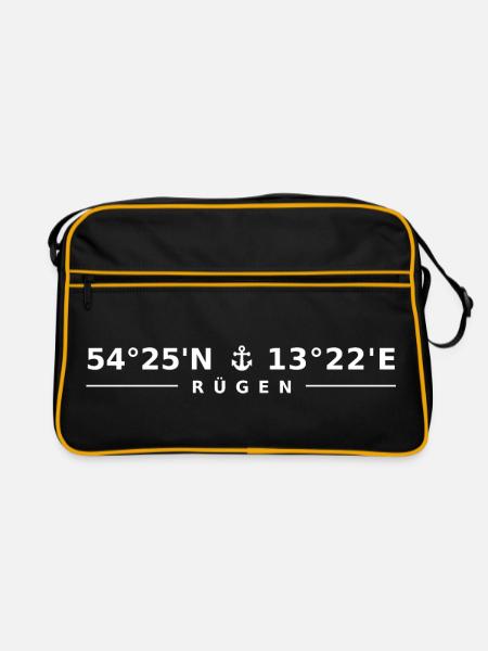 Rügen - Retro Tasche - Schwarz/Gold - Vorne