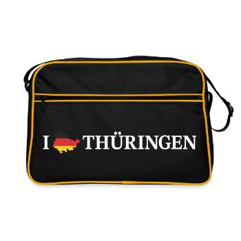 I love Thüringen Deutschland - Retro Tasche - Schwarz/Gold - Vorne