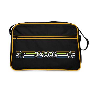 Jacob als Geburtstag - Retro Tasche - Schwarz/Gold - Vorne