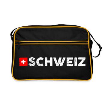 Drapeau de la Suisse - Sac Retro - noir/or - Devant