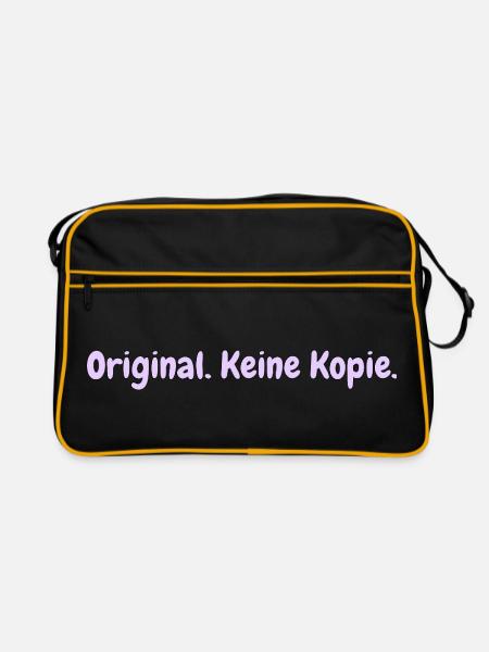 Original. Keine Kopie. Lustiges T-Shirt für alle. - Retro Tasche - Schwarz/Gold - Vorne