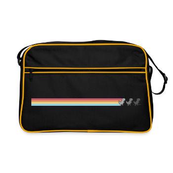 Pastel Stripes Cat Silhouettes - Retro Bag - black/gold - Front