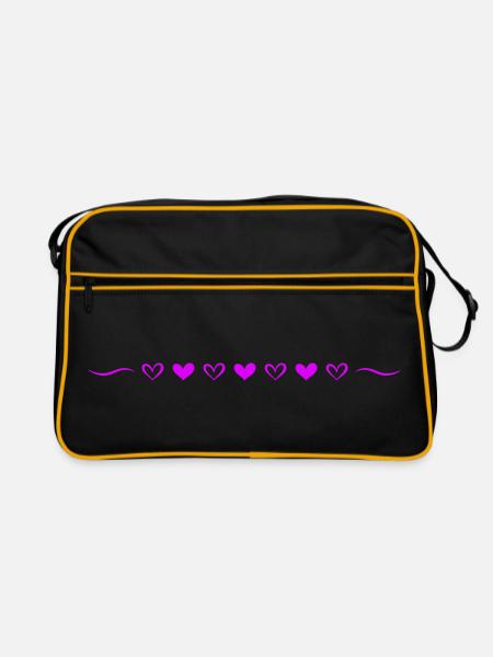 Icône de la ligne Hearts - Sac Retro - noir/or - Devant