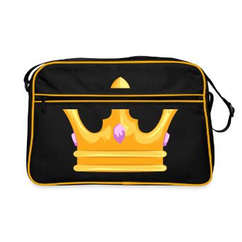 Crown - Krone - Retro Tasche - Schwarz/Gold - Vorne