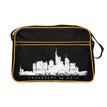 Frankfurter Skyline (Vintage/Weiß) Frankfurt Main - Retro Tasche - Schwarz/Gold - Vorne