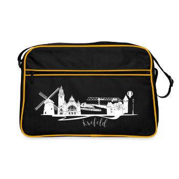 Krefeld skyline with windmill - Retro Bag - black/gold - Front