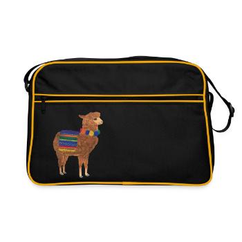 Lama Alpaga Vicuna Guanaco Pérou Andes - Sac Retro - noir/or - Devant