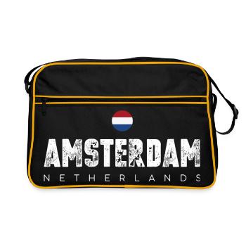 Amsterdam Typographie audacieuse en détresse - Sac Retro - noir/or - Devant