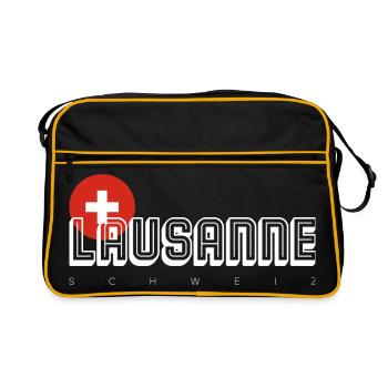 Dessin au trait de l’écusson suisse de Lausanne - Sac Retro - noir/or - Devant