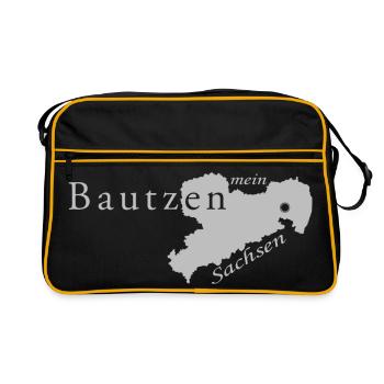 Bautzen - Mein Sachsen - Heimatstadt - Retro Tasche - Schwarz/Gold - Vorne