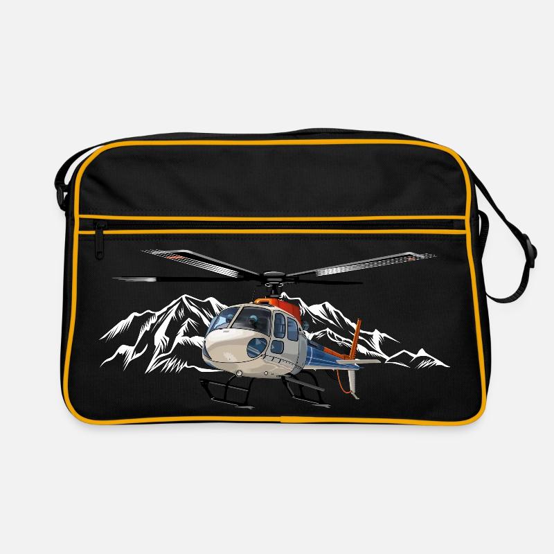 Helikopter in den Bergen Retro Tasche