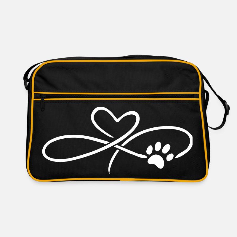 Coeur infini avec patte chat chien Sac Retro