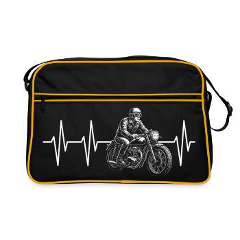 Motorcycle Heartbeat Oldschool Biker - Retro Bag - black/gold - Front