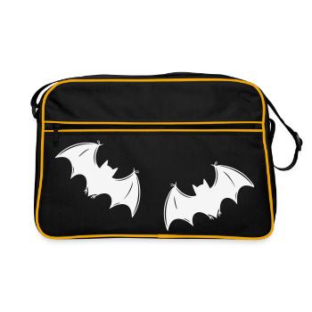 Chauves-souris grises en vol de nuit - Sac Retro - noir/or - Devant