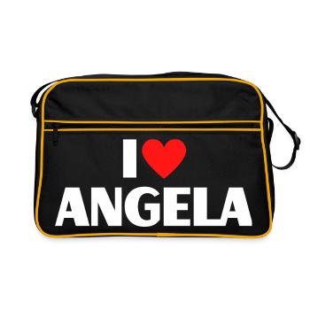 J'aime Angela Red Heart Romantic Name Fan - Sac Retro - noir/or - Devant