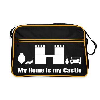 my home is my castle - drôle Design à Weiss - Sac Retro - noir/or - Devant