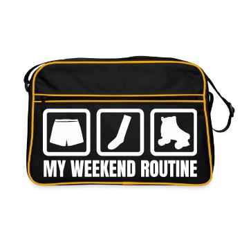 Meine Wochenendroutine - Retro Tasche - Schwarz/Gold - Vorne