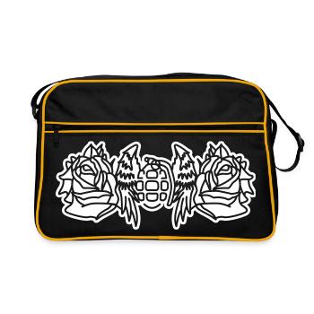 Wings and Roses – Look de tatouage à bascule - Sac Retro - noir/or - Devant