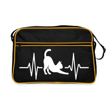 Cat Stretch Heartbeat - Retro Bag - black/gold - Front