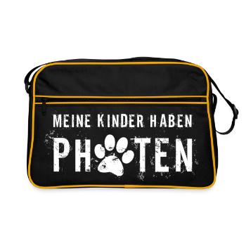 Meine Kinder haben Pfoten - Retro Tasche - Schwarz/Gold - Vorne