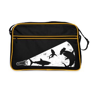 Shark Silhouette Megaphone - Retro Bag - black/gold - Front