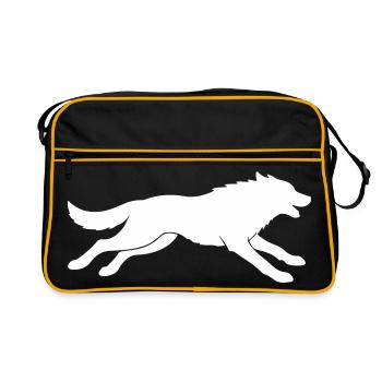 Wolf Silhouette - Retro Bag - black/gold - Front