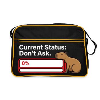 Capybara Tired Battery Empty Humor - Retro Bag - black/gold - Front