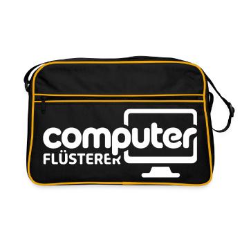 Computer Whisperer Monitor Illustration - Retro Bag - black/gold - Front