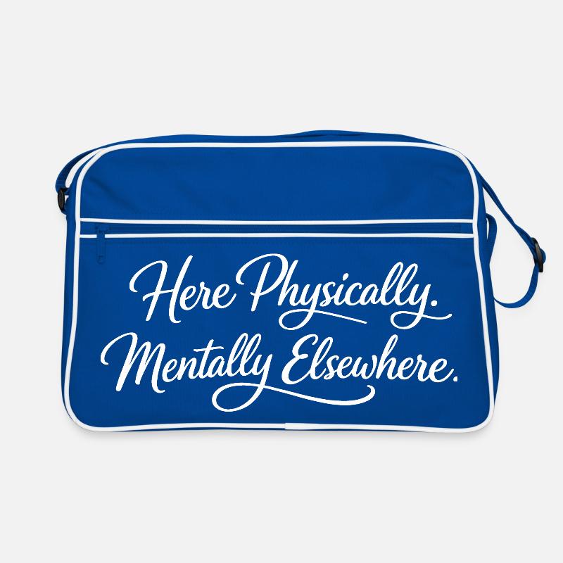 Sarkasmus Hier Physisch Geistig Anderswo Lustig Retro Tasche