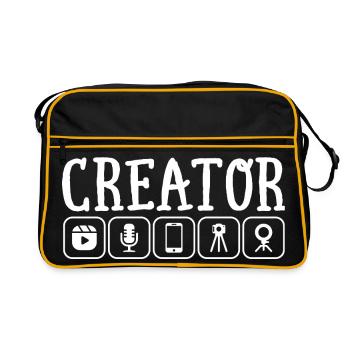 Créateur de contenu, vlogeur streamer en ligne, influenceur - Sac Retro - noir/or - Devant