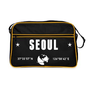 Séoul Corée du Sud Coordonnées Planète Terre - Sac Retro - noir/or - Devant