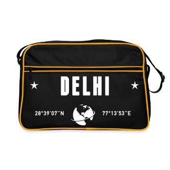 Delhi Inde Coordonnées Planète Terre Blanche - Sac Retro - noir/or - Devant