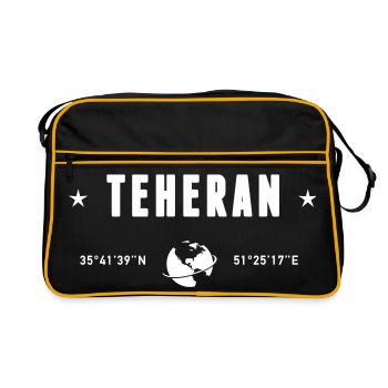 Téhéran Iran Coordonnées Planète Terre Blanche - Sac Retro - noir/or - Devant