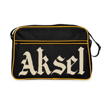 Aksel Fraktur Schrift - Retro Tasche - Schwarz/Gold - Vorne