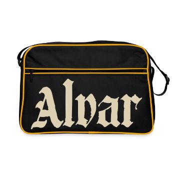 Alvar Gothic Font Design - Retro Bag - black/gold - Front