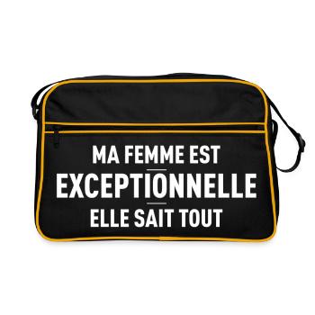 Ma Femme Est Exceptionnelle Elle Sait Tout T-Sh... - Sac Retro - noir/or - Devant