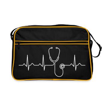Nurse Heartbeat Registered Nurse Gift - Retro Bag - black/gold - Front