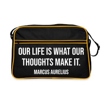 Stoic Mindset Quote Marcus Aurelius - Retro Bag - black/gold - Front