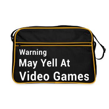Jeu drôle - Avertissement : Peut-on crier sur les jeux vidéo - Sac Retro - noir/or - Devant