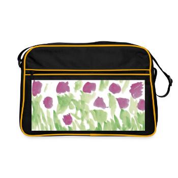 Life is a meadow of flowers - Retro Bag - black/gold - Front