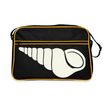 Coastal spiral shell sketch - Retro Bag - black/gold - Front